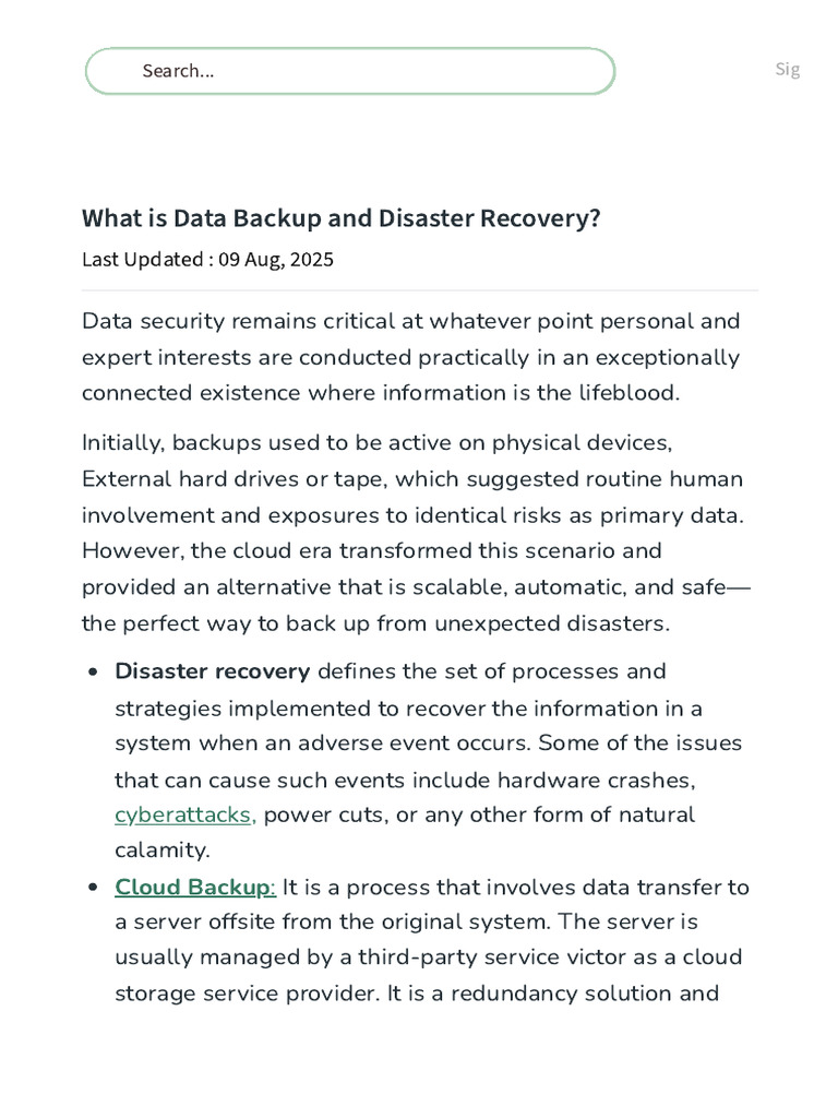 Cloud Backup and Disaster Recovery Guide | PDF | Backup | Cloud Computing
