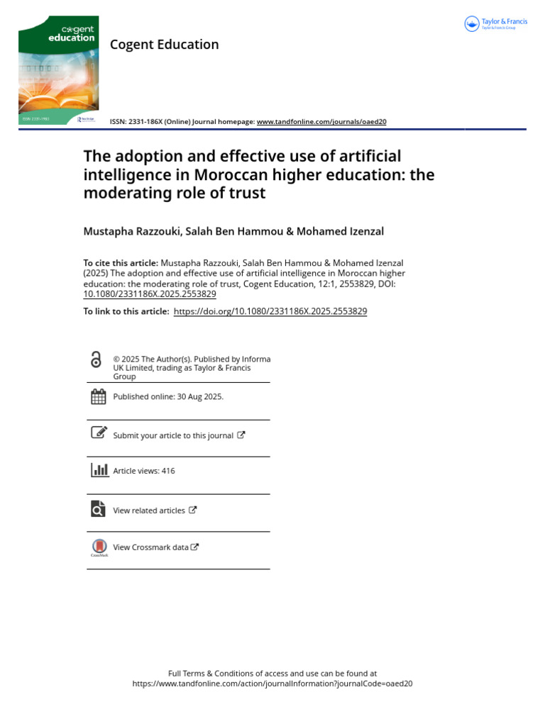 The Adoption and Effective Use of Artificial Intelligence in Moroccan ...