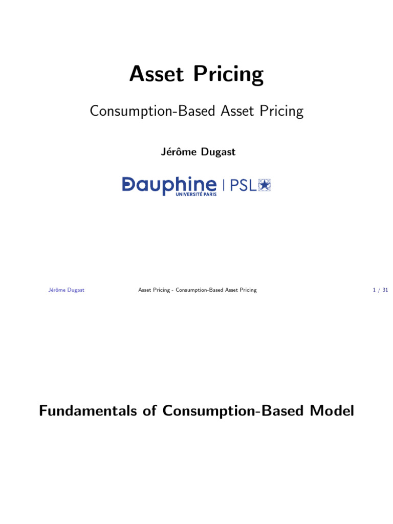 Consumption-Based Asset Pricing Explained | PDF | Capital Asset Pricing ...