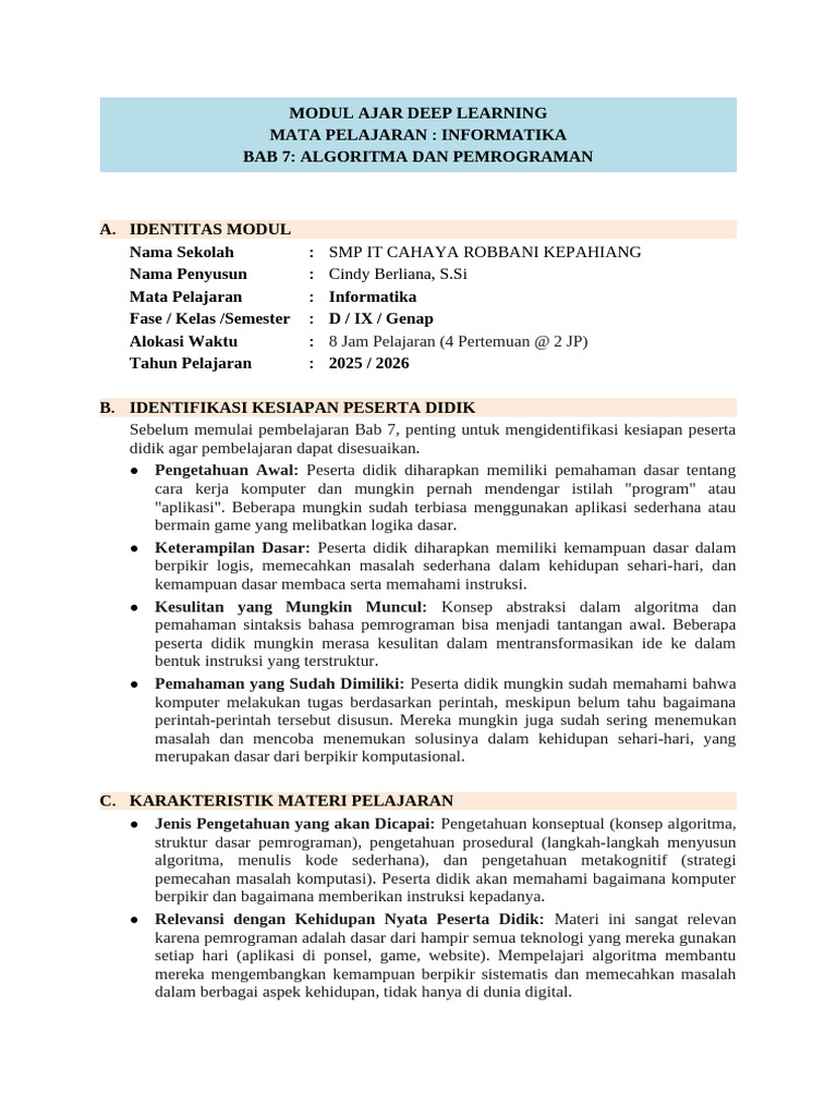 Modul Bab 7 Algoritma Dan Pemograman | PDF