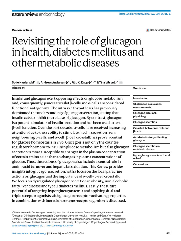 Glucagon's Role in Metabolic Diseases | PDF | Insulin | Pancreas