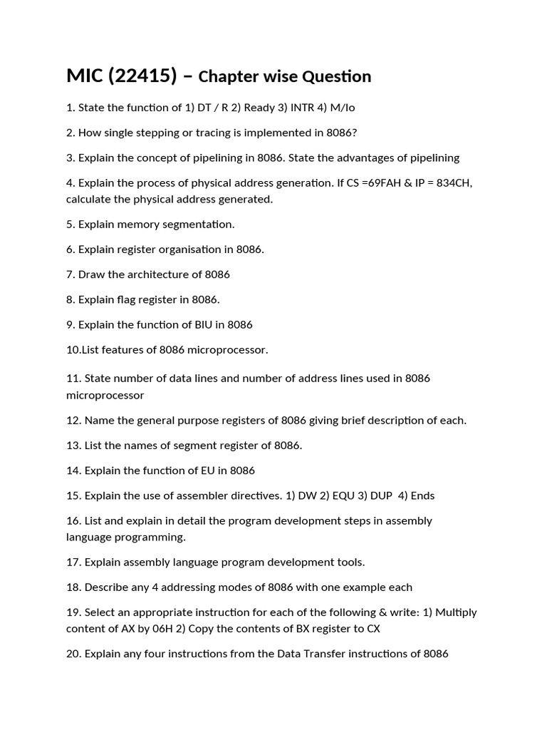 MIC Questions | PDF
