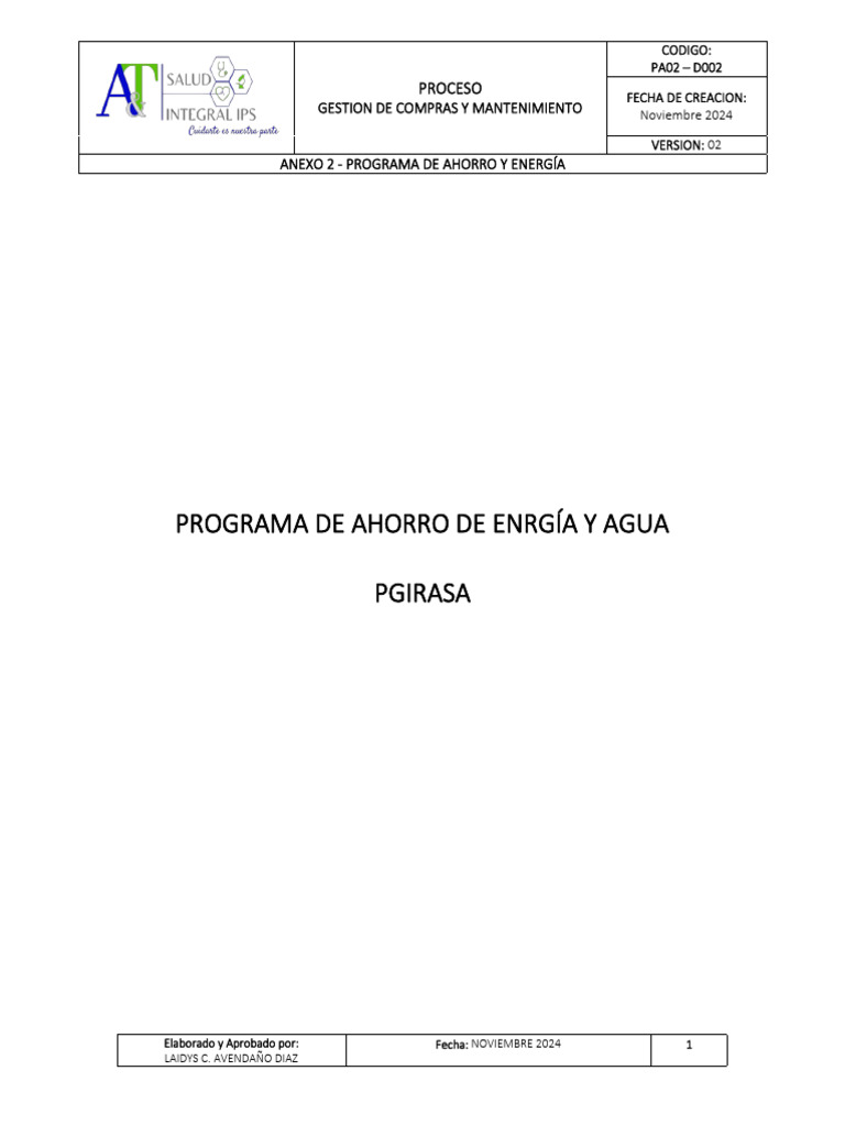 Programa de Ahorro de Energía y Agua | PDF | Uso eficiente de energía ...