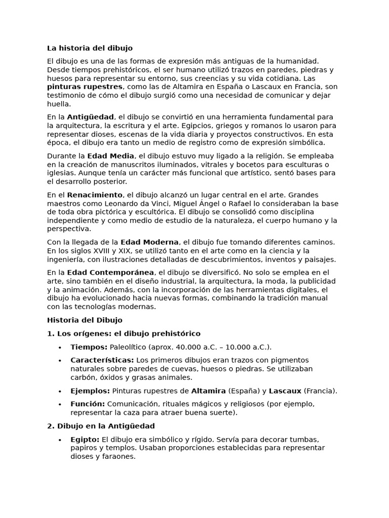 Evolución del Dibujo a lo Largo de la Historia | PDF | Dibujo | Escultura