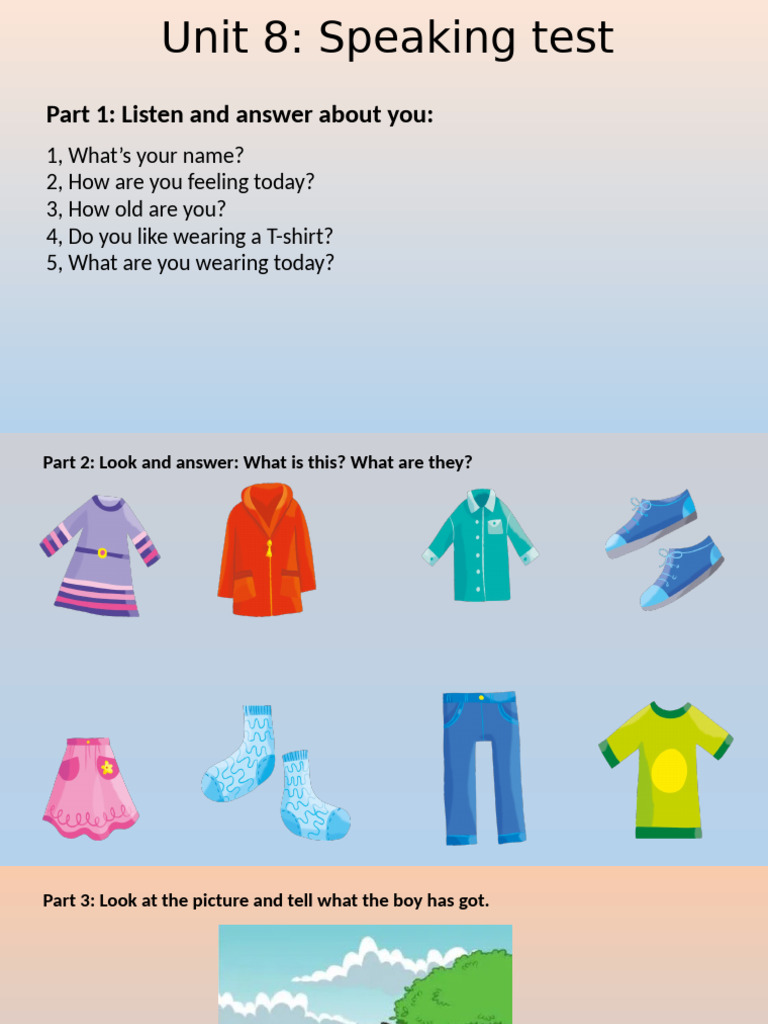 Speaking Test Unit 8 Guide | PDF