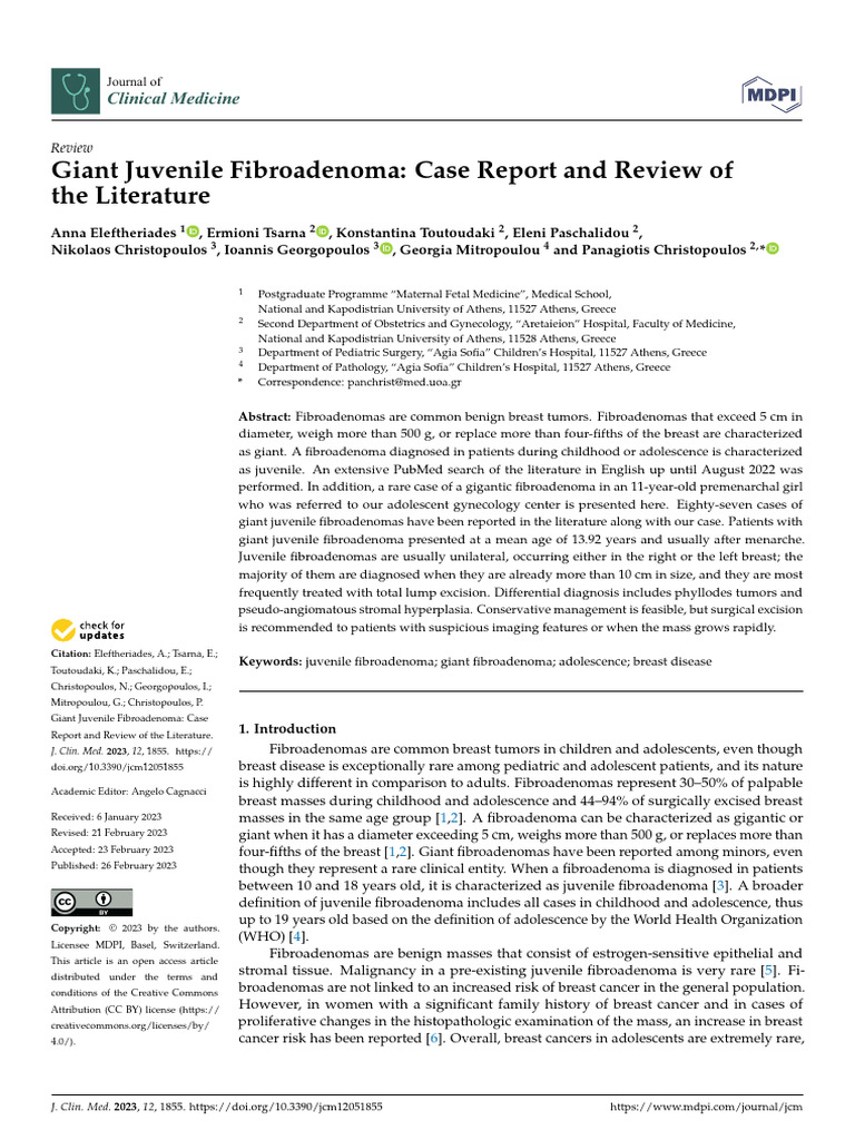 Giant Juvenile Fibroadenoma Insights | PDF | Breast Cancer | Organ ...