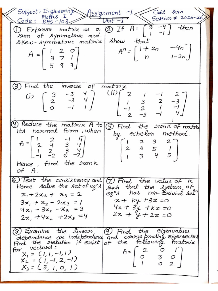 Assignment 1 (2025-26) BAS103 | PDF