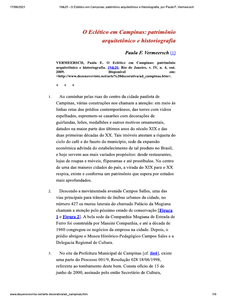 O Ecletico em Campinas Patrimonio Arquit | PDF