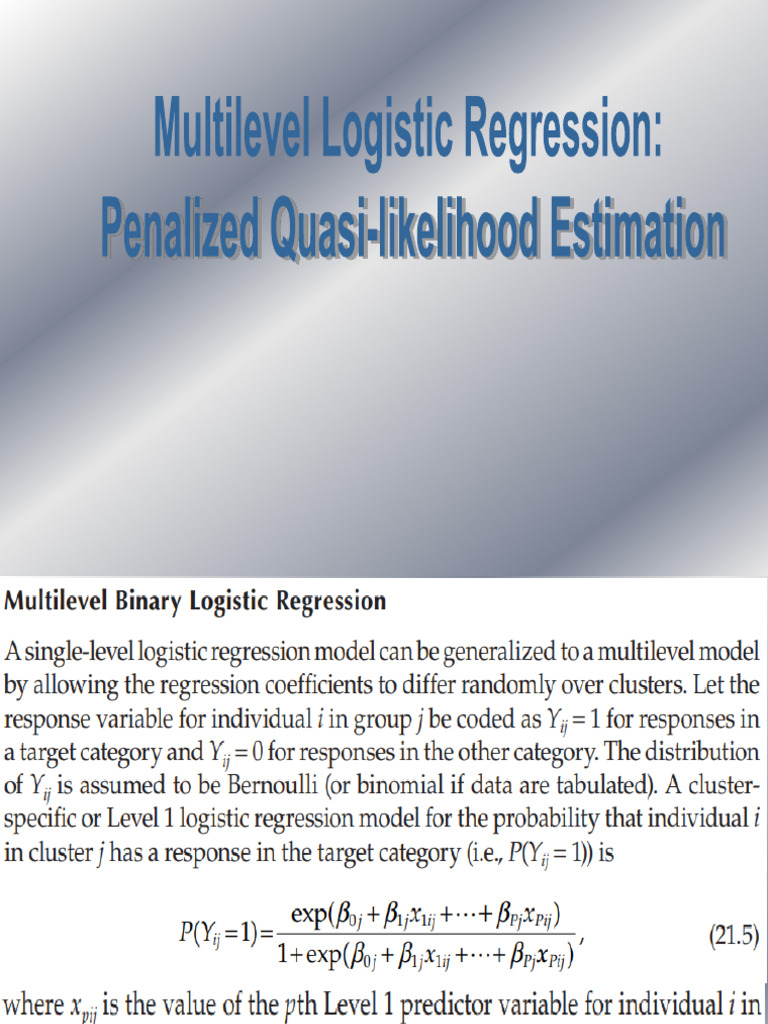 Estimating Multilevel Logistic Models | PDF