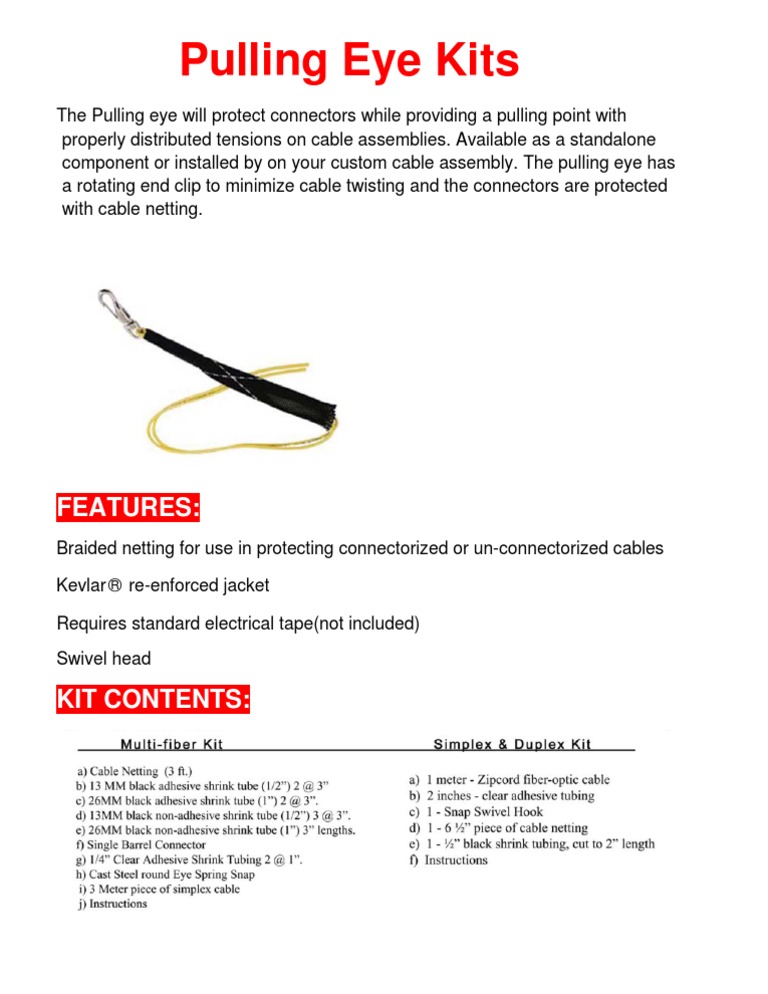 Pulling Eye Kits for Cable Protection | PDF
