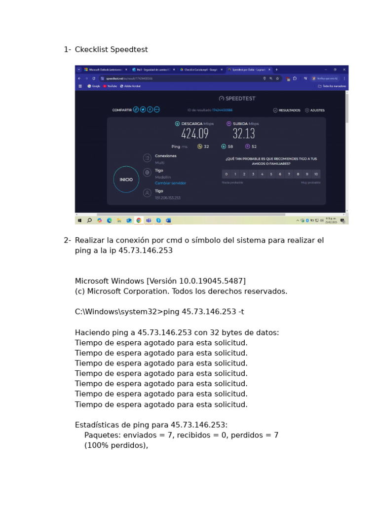 Ckecklist Speedtest | PDF