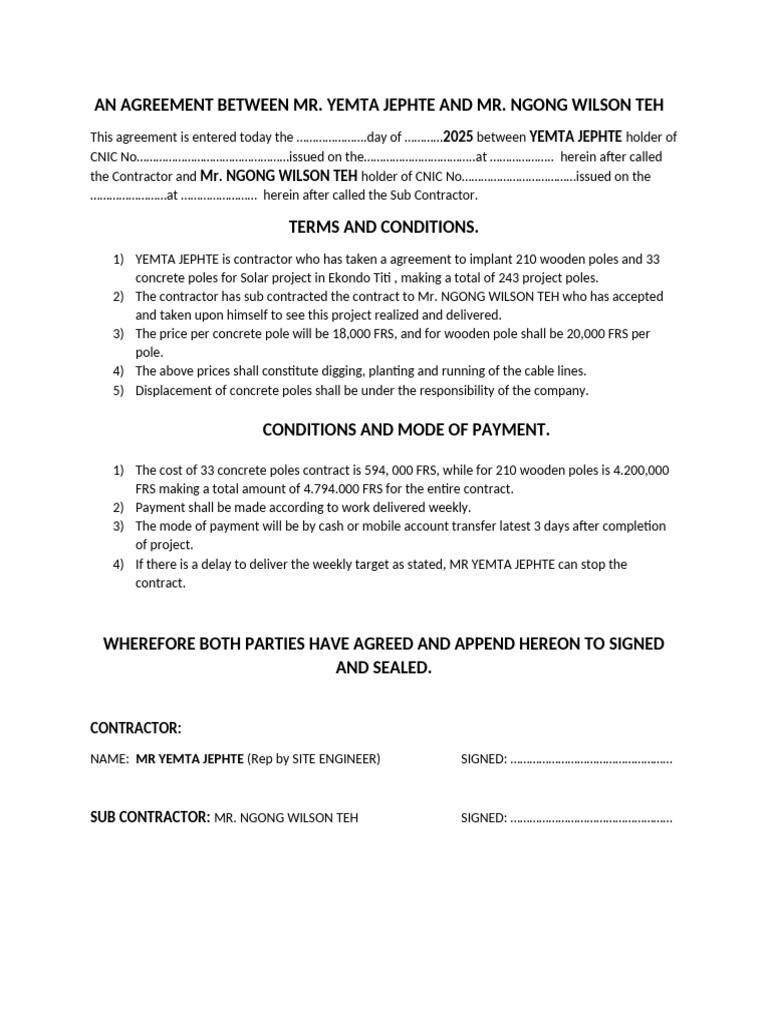Contract for Solar Project Poles | PDF