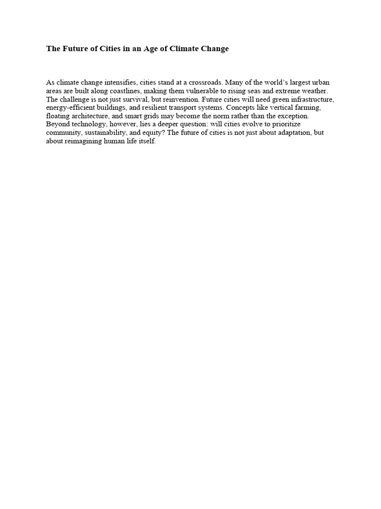 The Future of Cities in An Age of Climate Change | PDF