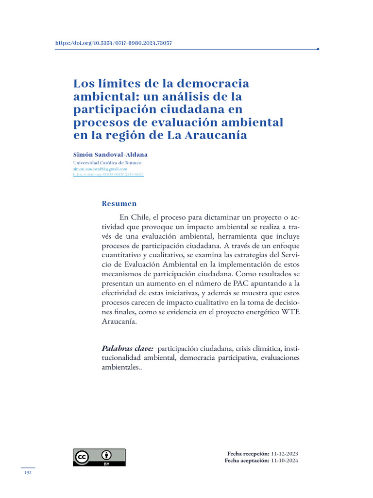 Límites de la democracia ambiental en Chile | PDF | Evaluación de ...