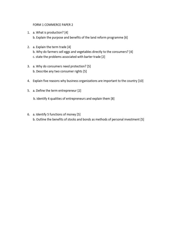 Commerce Paper 2: Key Concepts Explained | PDF