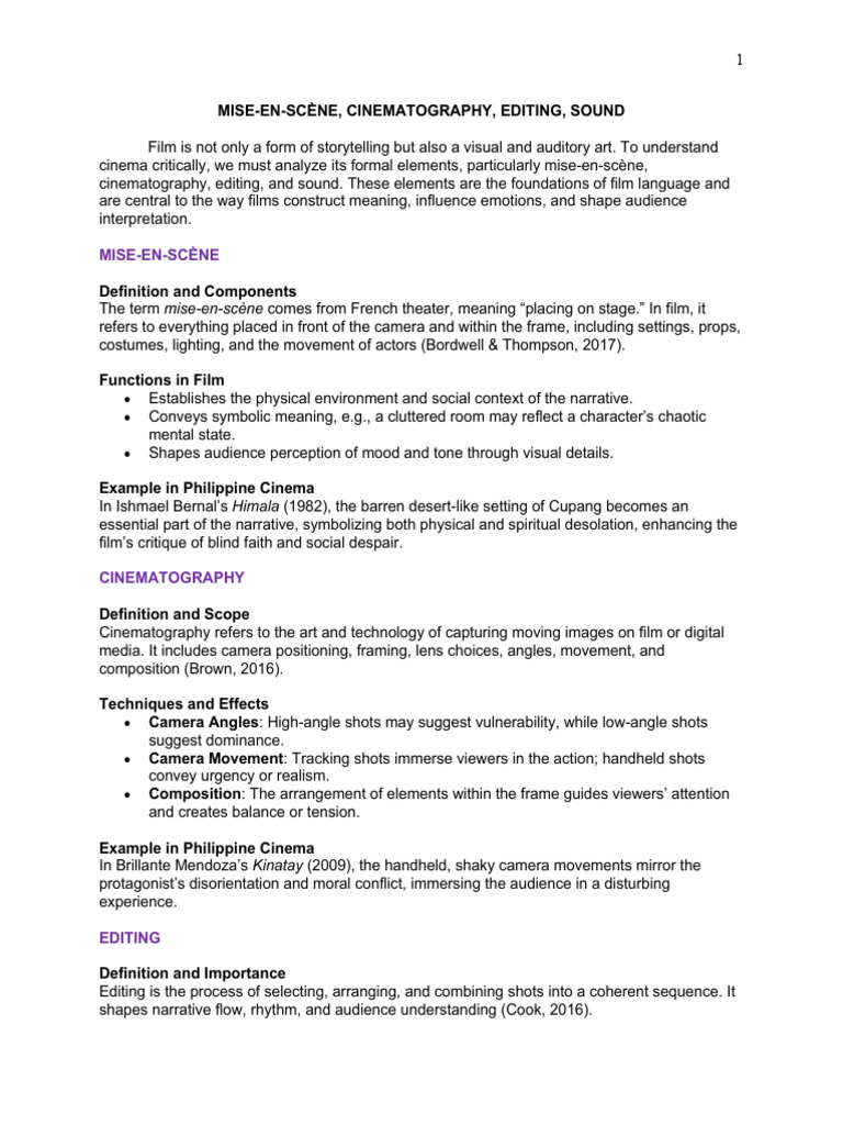 Film Analysis: Key Elements Explained | PDF | Cinematography ...