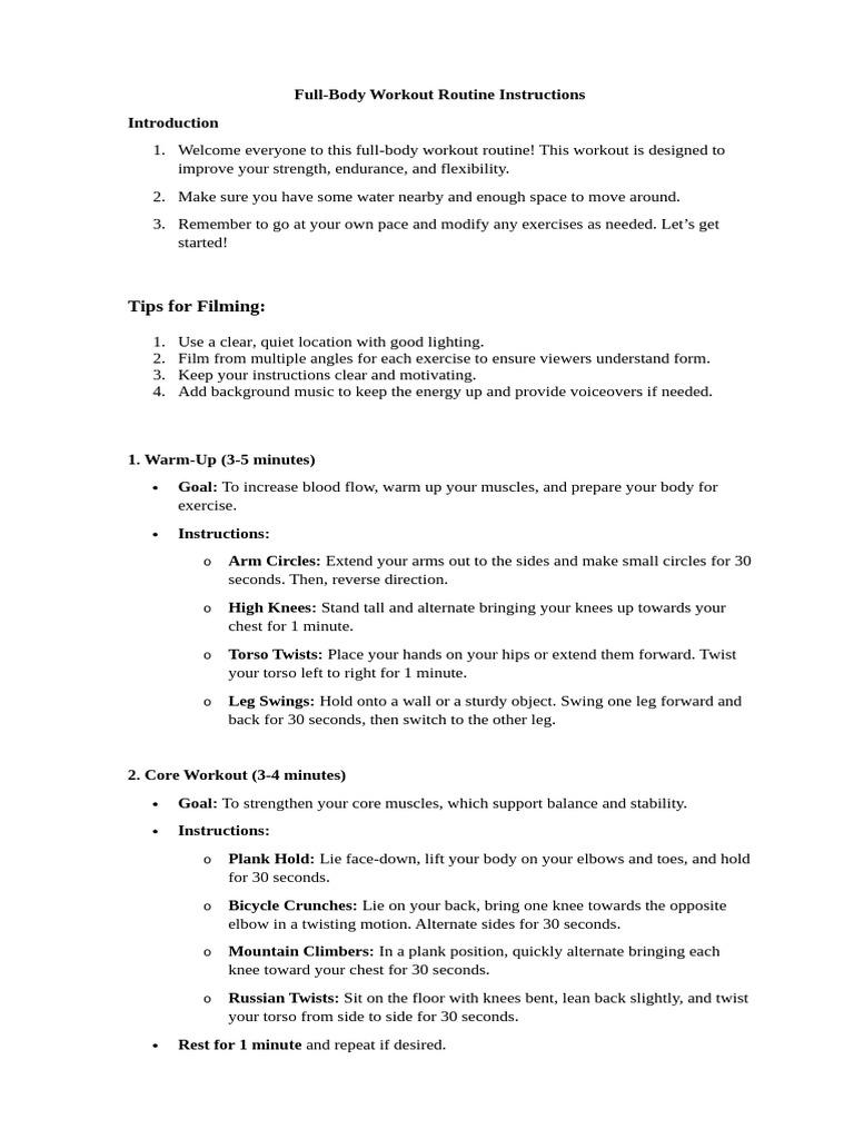 Full-Body Workout Routine Guide | PDF | Musculoskeletal System