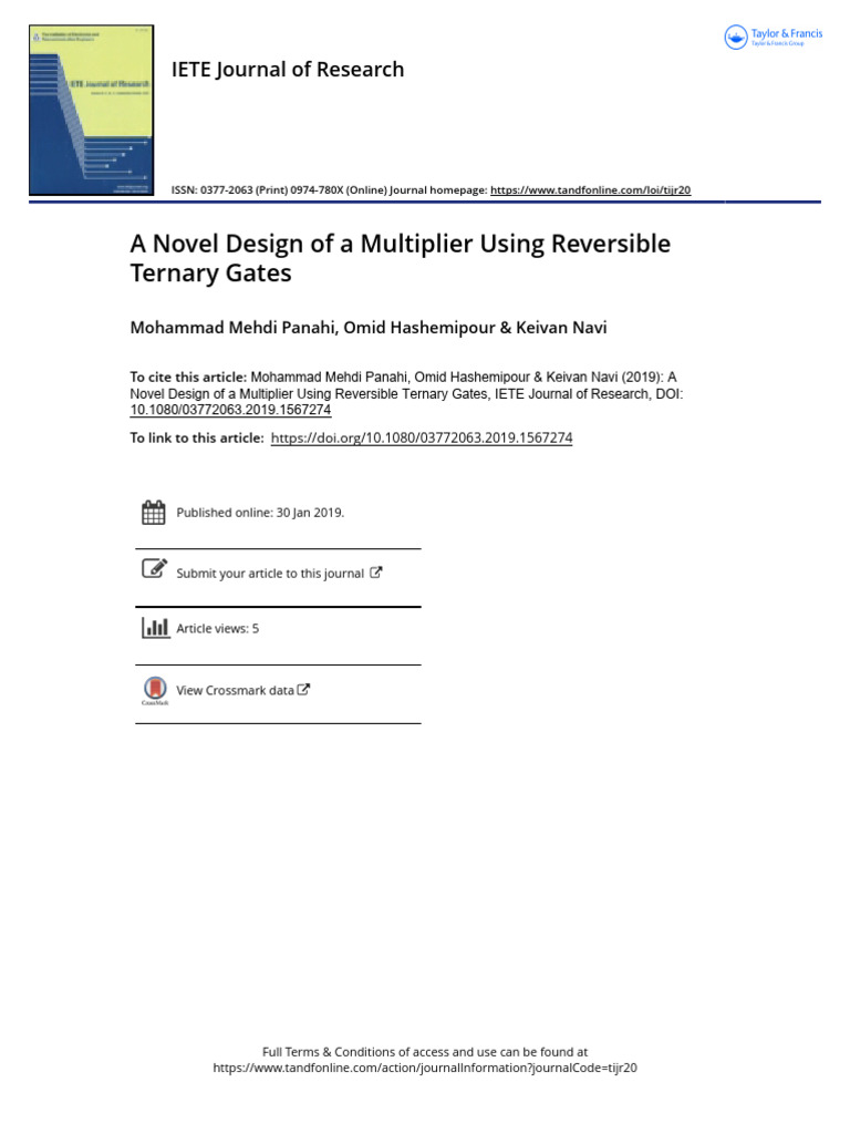 A Novel Design of A Multiplier Using Reversible - 2019 | PDF | Digital ...