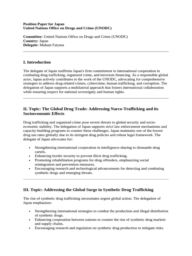 Japan's Position on Global Drug Issues | PDF | Illegal Drug Trade ...