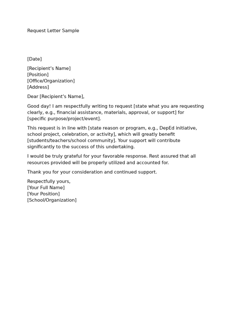 Sample Request Letter Template | PDF
