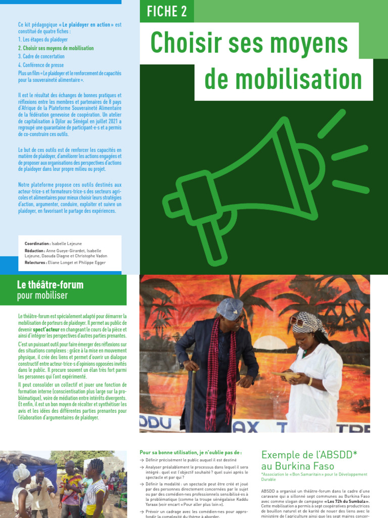 Moyens de mobilisation pour le plaidoyer | PDF | Agroécologie | Agriculture