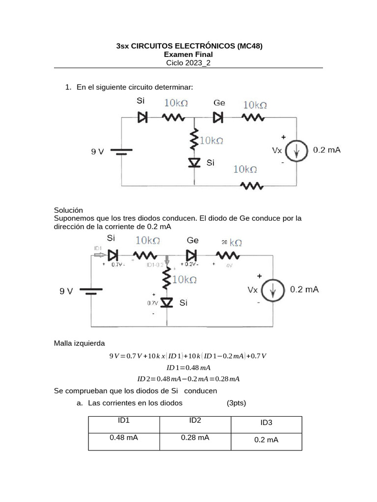 Examen Final Circuitos Electrónicos MC48 | PDF | Amplificador ...