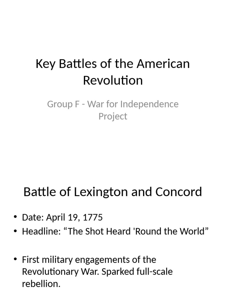 Key American Revolution Battles Overview | PDF