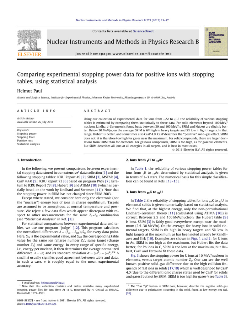 Nuclear Instruments and Methods in Physics Research B: Helmut Paul ...