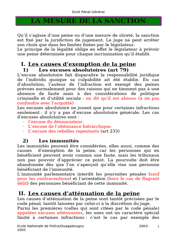 Sanctions en Droit Pénal Général | PDF | Crimes | Crime et violence