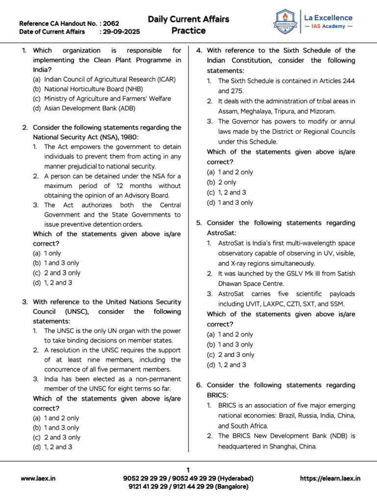 29-09-2025 Daily Current Affairs Questions | PDF