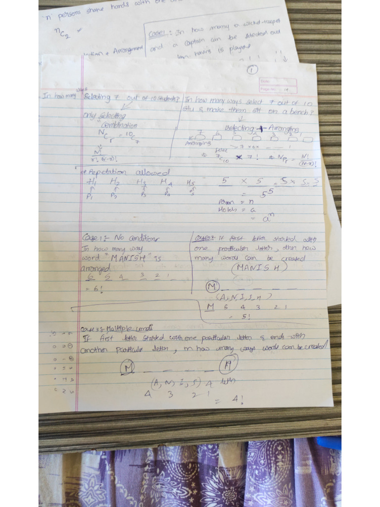 Permutations and Combinations Quick Notes | PDF