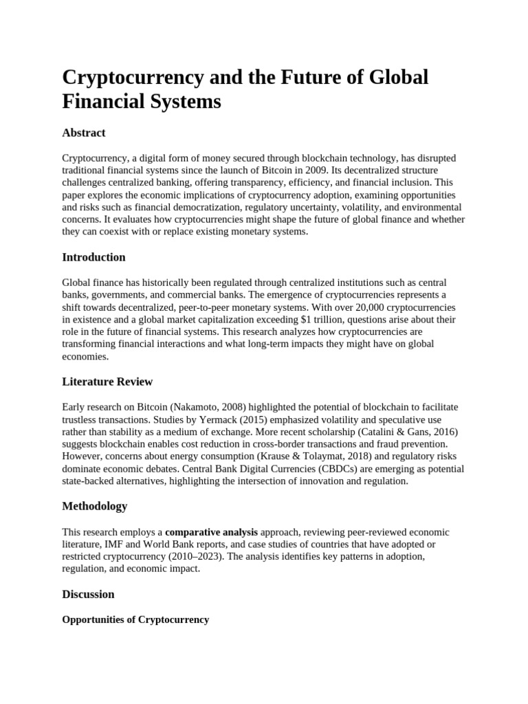 Cryptocurrency and The Future of Global Financial Systems | PDF ...
