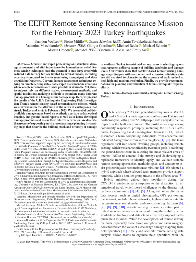 Remote Sensing for Turkey Earthquake Damage | PDF | Remote Sensing ...