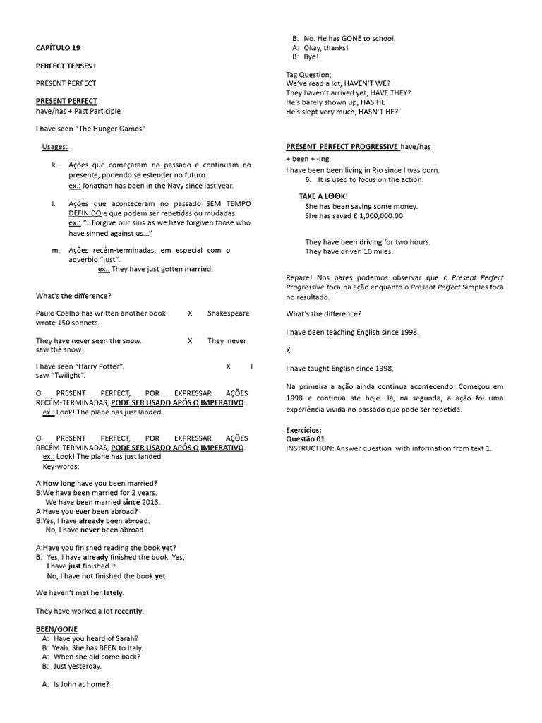 Present Perfect Tenses Explained | PDF | Syntax | Language Mechanics