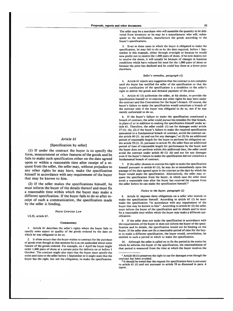 Secretariat-Commentary Article 65 CISG | PDF | Breach Of Contract ...