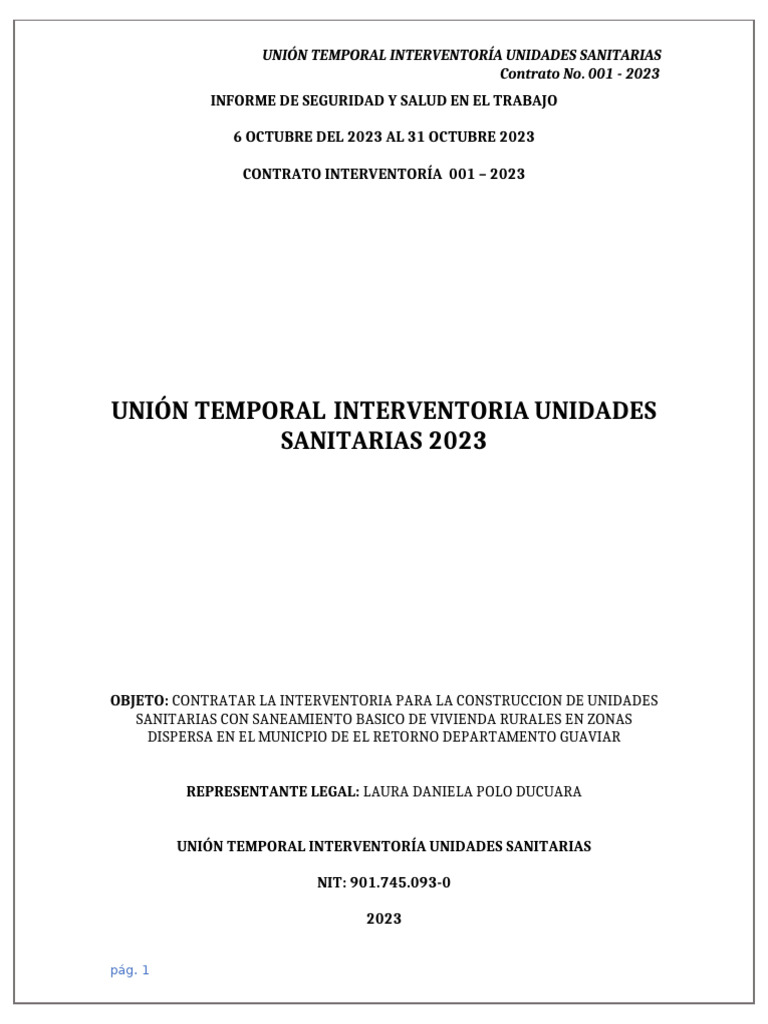 Informe SST Contrato 001 - 2023 | PDF | Seguridad y salud ocupacional ...
