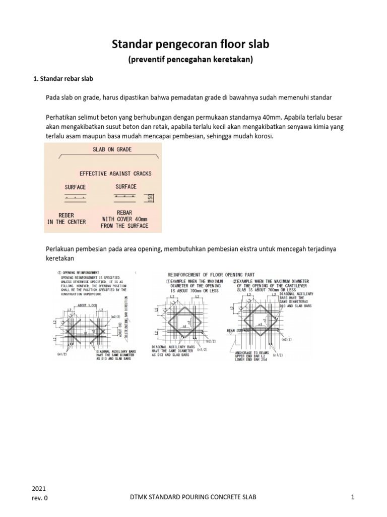 Standar Pelaksanaan Pengecoran Concrete Slab | PDF