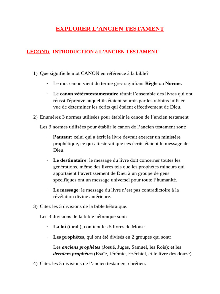 Introduction à l'Ancien Testament | PDF | Livres des Rois | Livre de la ...