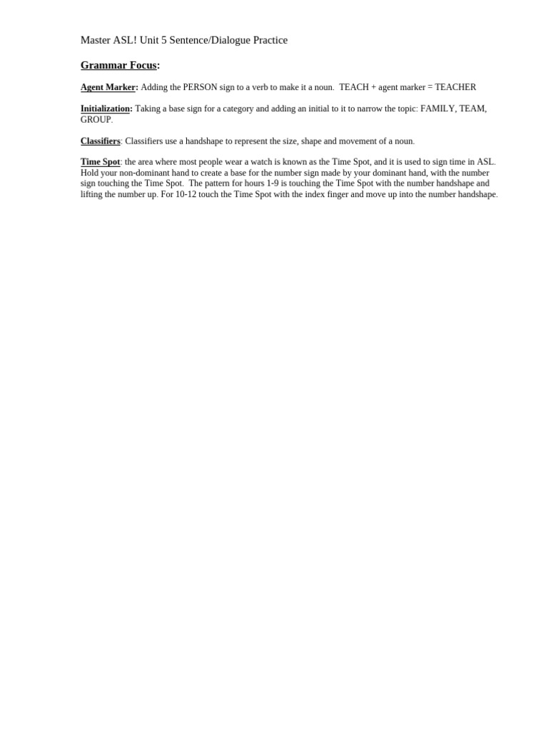 ASL Unit 5: Sentence & Dialogue Practice | PDF | Mathematics | American ...