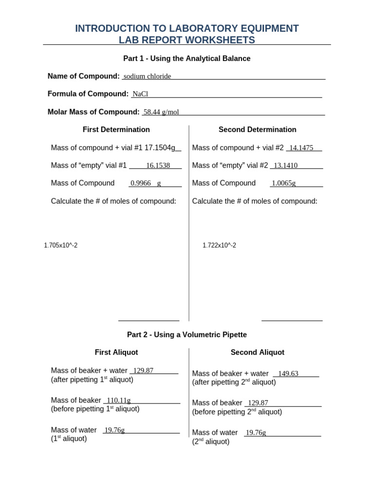 Laboratory Equipment Lab Report Guide | PDF