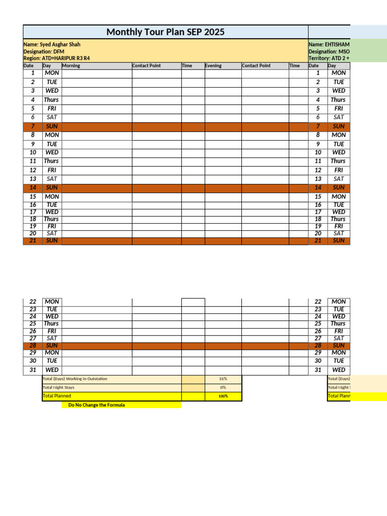 September 2025 Monthly Tour Schedule | PDF