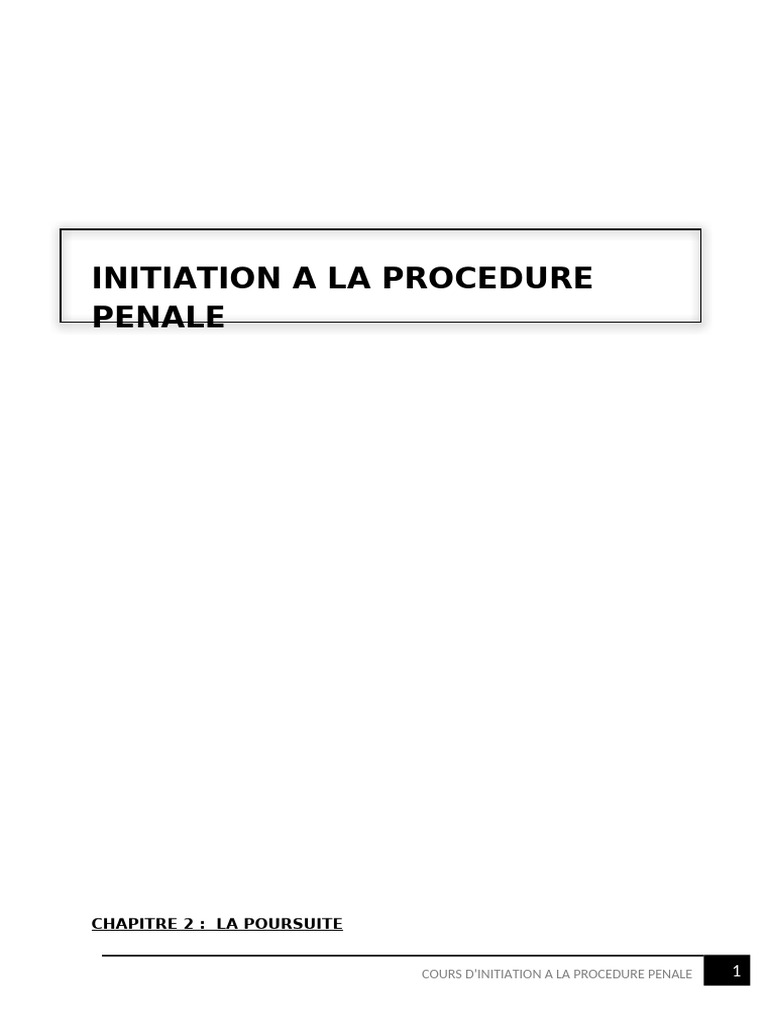 Acteurs et Modalités de la Poursuite Pénale | PDF | Crimes | Crime et ...