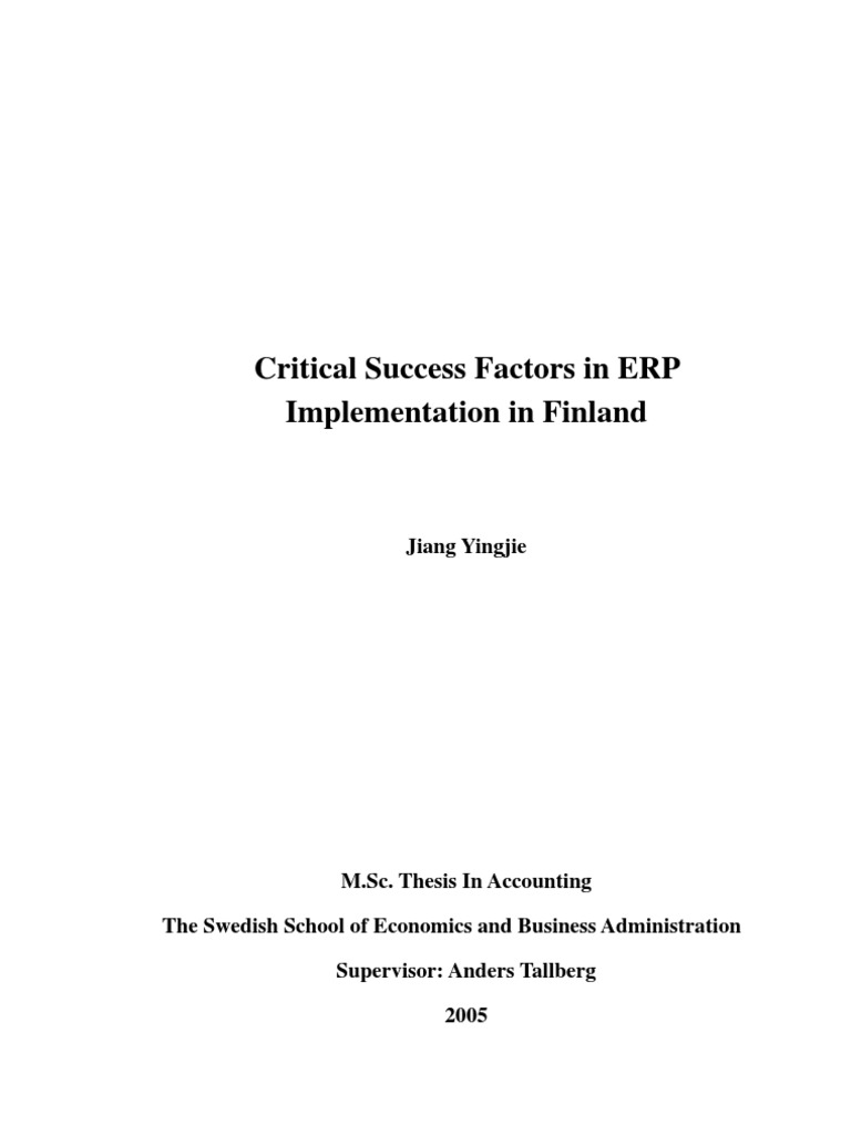 ERP Implementation Success Factors | PDF | Enterprise Resource Planning ...