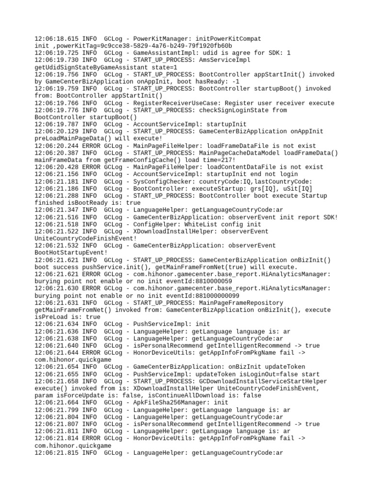 GameCenter Startup Process Log Analysis | PDF | Computing | Software