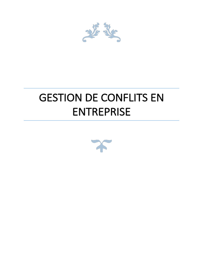 Gestion des Conflits en Entreprise | PDF | Résolution de conflit ...
