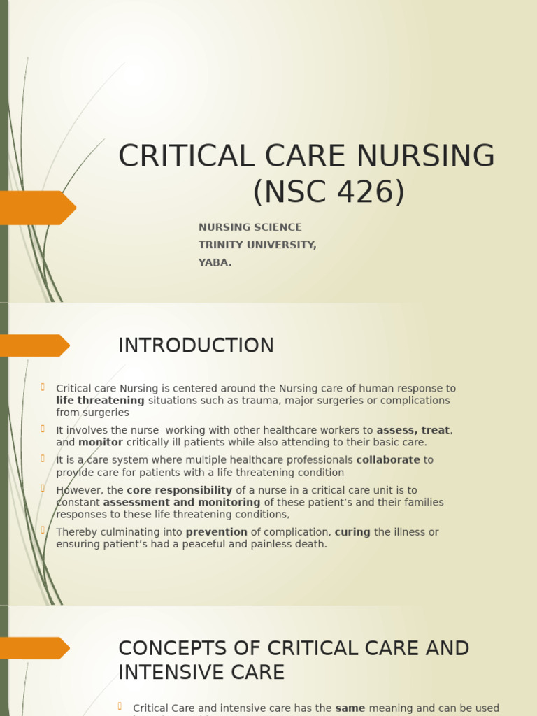 Critical Care Nursing Overview and Design | PDF | Cardiopulmonary ...