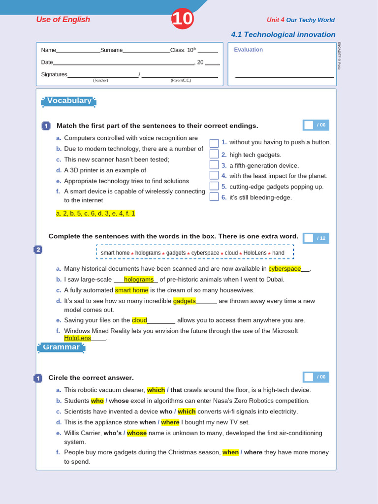 Enga10 Mini Test 4 1 Use English | PDF | Thomas Edison | Invention