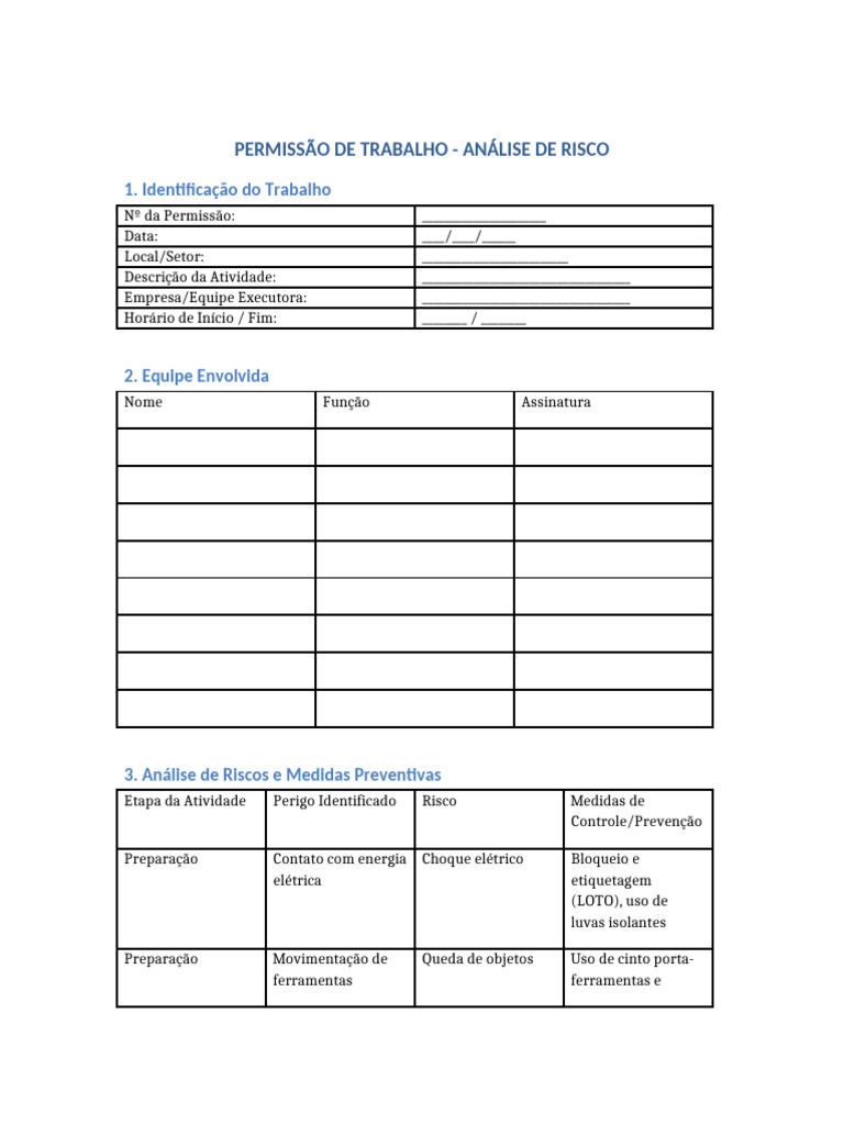 Análise de Risco em Permissão de Trabalho | PDF | Desperdício