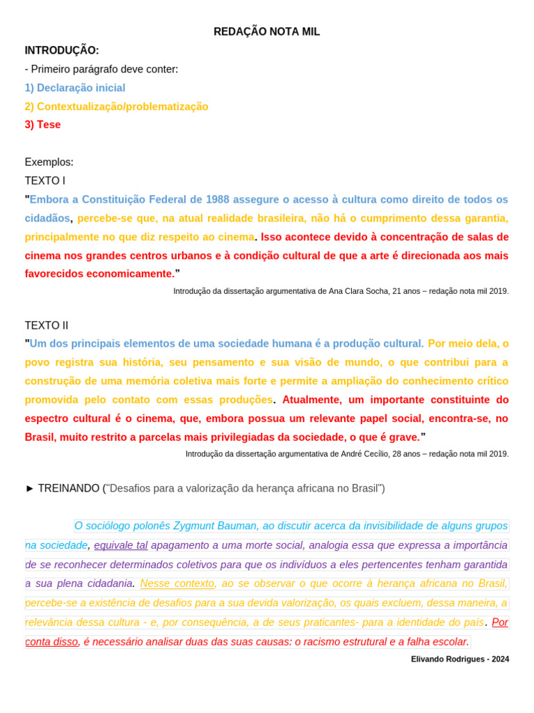 Estrutura de Redação Nota Mil | PDF | Brasil | Racismo
