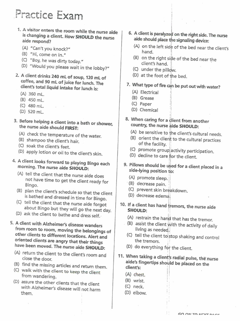 CNA Practice 3 Test | PDF